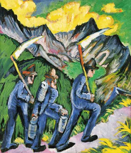 Alpleben (Seitentafel eines Triptychons) van Ernst Ludwig Kirchner