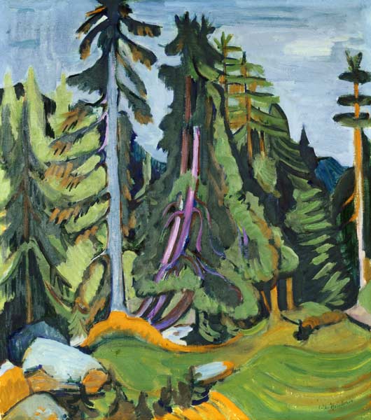 Bergwaldbäume van Ernst Ludwig Kirchner