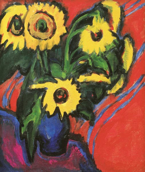 Sonnenblummen van Ernst Ludwig Kirchner