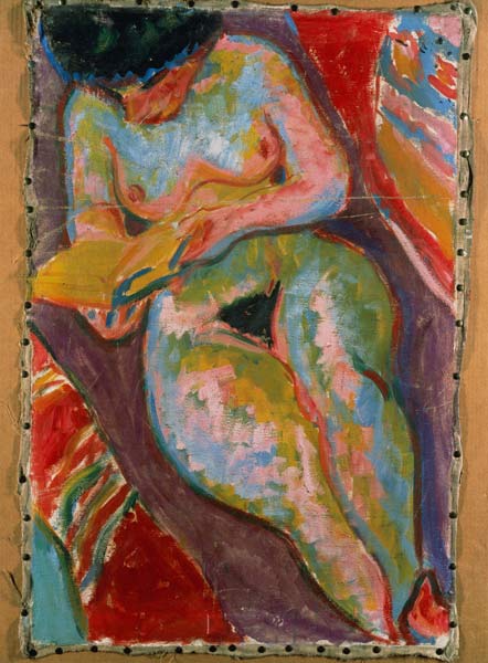 Weiblicher Akt (Lesend) van Ernst Ludwig Kirchner