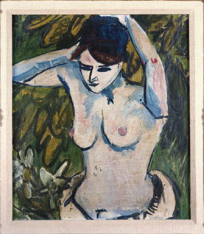 Halbakt mit erhobenen Armen van Ernst Ludwig Kirchner