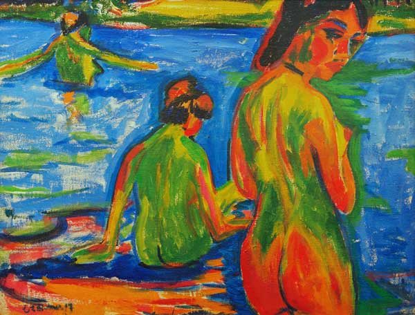 Girls bathing in the Sea van Ernst Ludwig Kirchner