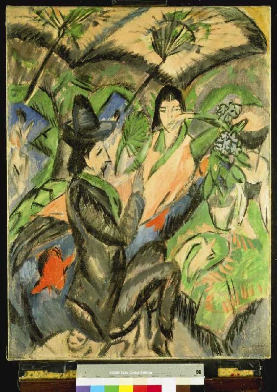 Paar unter einem Japanschirm. van Ernst Ludwig Kirchner