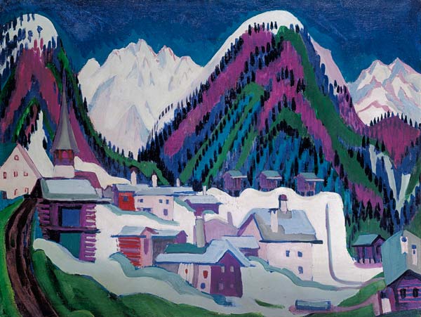 Dorf Monstein bei Davos. van Ernst Ludwig Kirchner