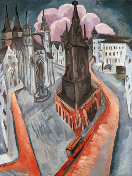 The Red Tower in Halle van Ernst Ludwig Kirchner