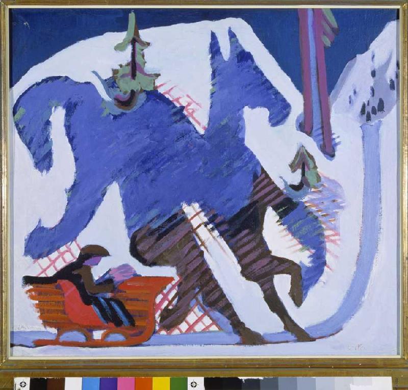 Schlittenfahrt. van Ernst Ludwig Kirchner