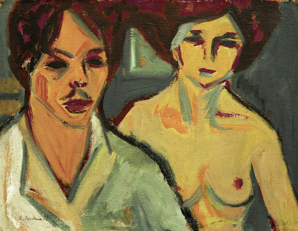 Self-portrait with Model van Ernst Ludwig Kirchner