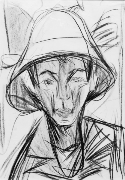 Self-Portr.w.Sheperds Hat van Ernst Ludwig Kirchner