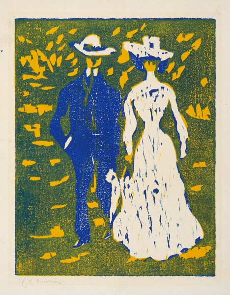 Spazierengehendes Paar van Ernst Ludwig Kirchner