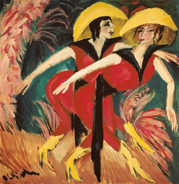 Zwei rote Tänzerinnen van Ernst Ludwig Kirchner