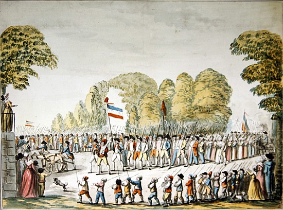 Revolutionary procession, c. 1789 van Etienne Bericourt