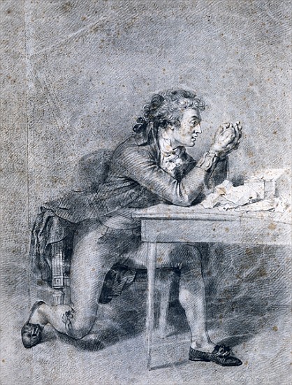 Francois Buzot (1760-94) contemplating a portrait miniature of Madame Roland (1754-93) van Etienne-Charles Leguay