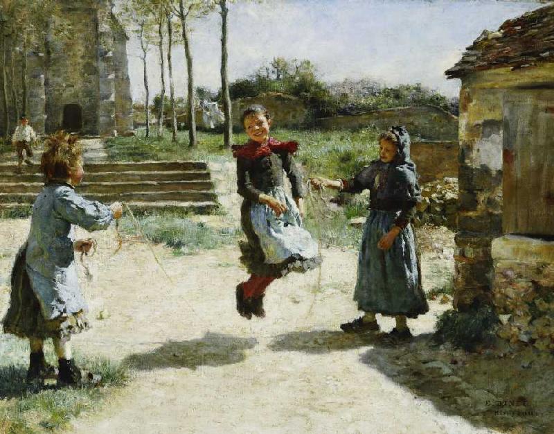 Mädchen beim Seilspringen (Gamines Sautant la Corde) van Etienne Dinet