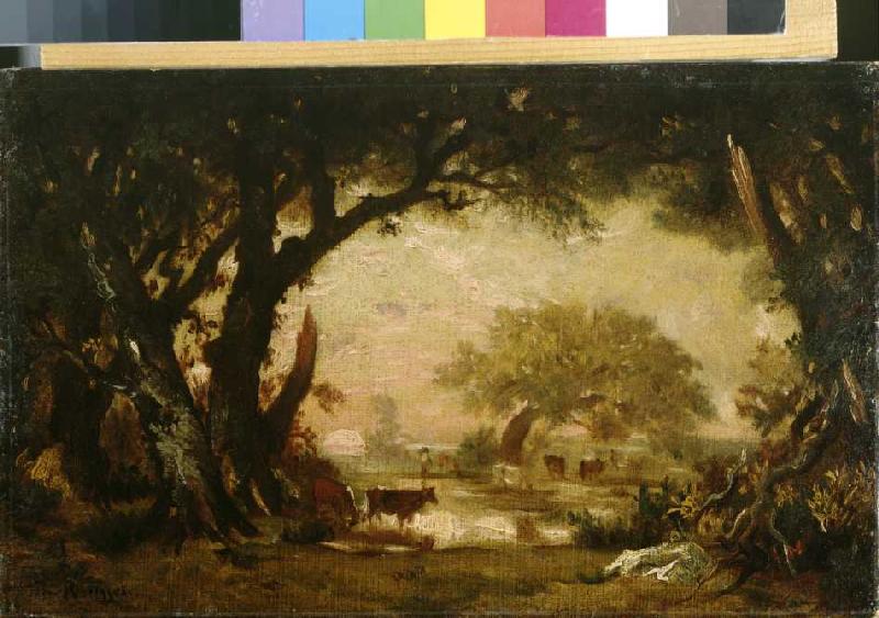 Lichtung im Wald von Fontainebleau van Etienne-Pierre Théodore Rousseau