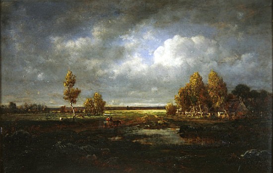 The Pond near the Road, Farm in Le Berry, c.1845-48 van Etienne-Pierre Théodore Rousseau