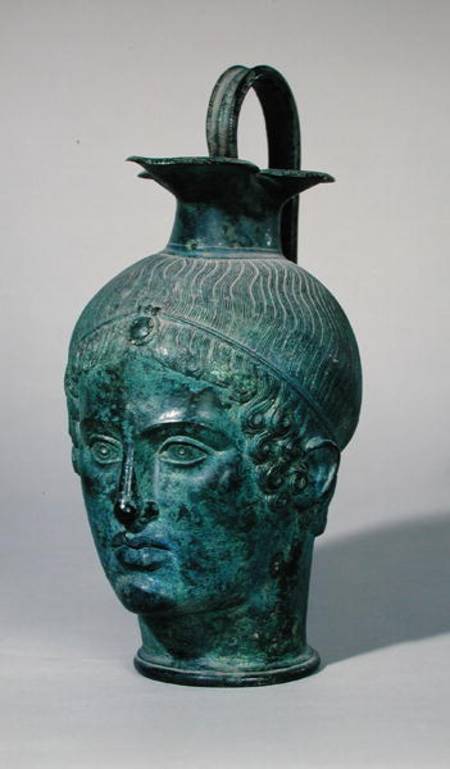 Oinochoe in the form of the head of a young man, known as the 'Tete de Gabies' van Etruscan