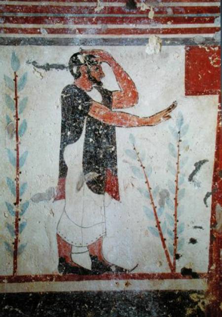 Priest making a ritual gesture, from the Tomb of the Augurs van Etruscan