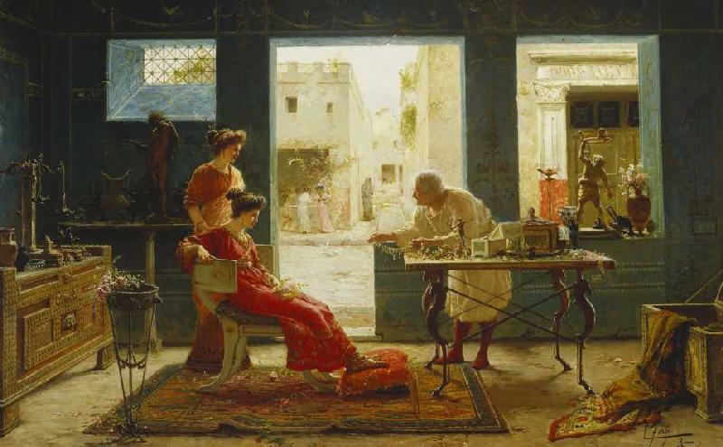 Beim Antikhändler in Pompeij (Dall'Antiquario Pompei). van Ettore Forti