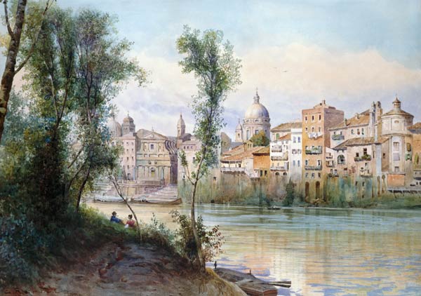 View of the Porto di Ripetta dai Prati, Rome van Ettore Roesler Franz