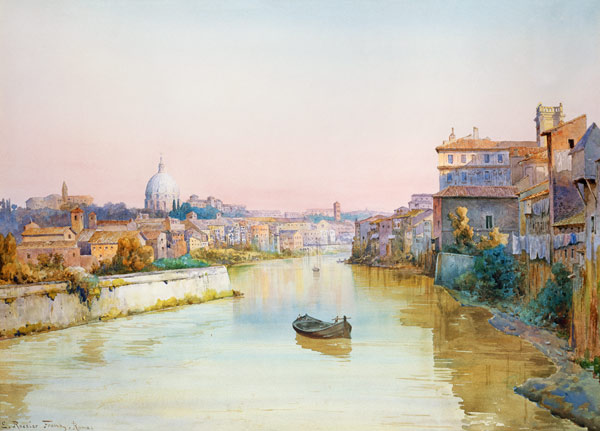 View of the Tevere from the Ponte Sisto van Ettore Roesler Franz