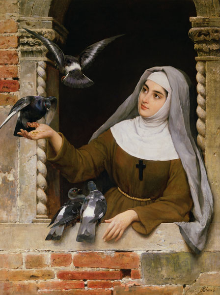 Feeding the Pigeons van Eugen von Blaas