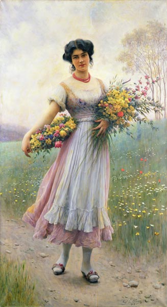 Spring Flowers van Eugen von Blaas