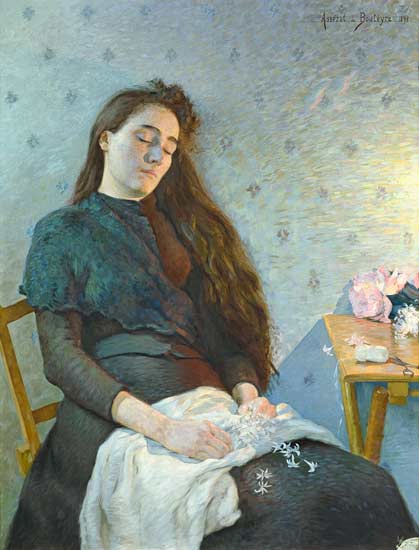 The Sleeping Flower Girl van Eugene Assezat de Bouteyre
