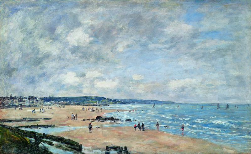 Beach at Trouville van Eugène Boudin