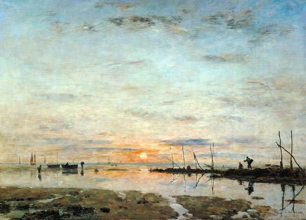 Le Havre, zonsondergang bij eb - van Eugène Boudin