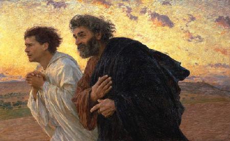 Petrus en Johannes spoeden zich naar het graf