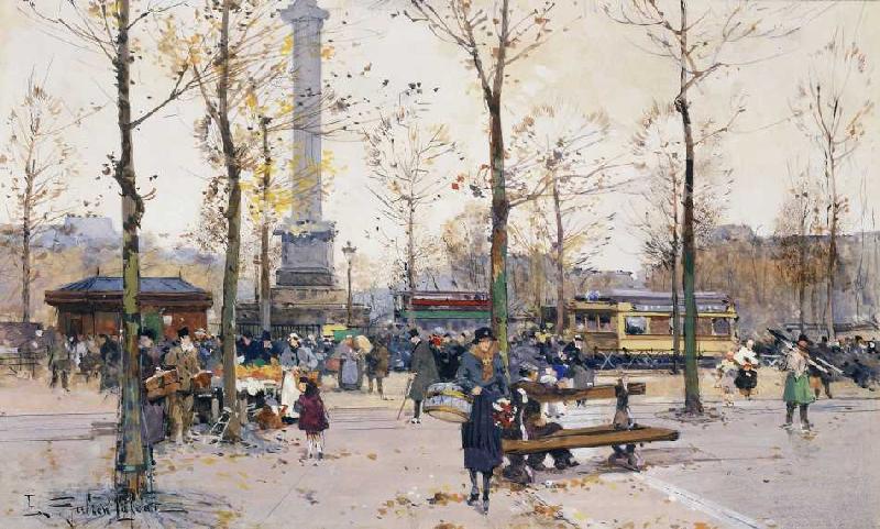 Place de la Bastille, Paris. van Eugène Galien-Laloue