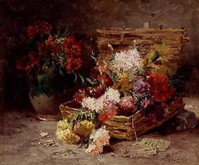 Blumenkorb aus Nizza. van Eugene Henri Cauchois