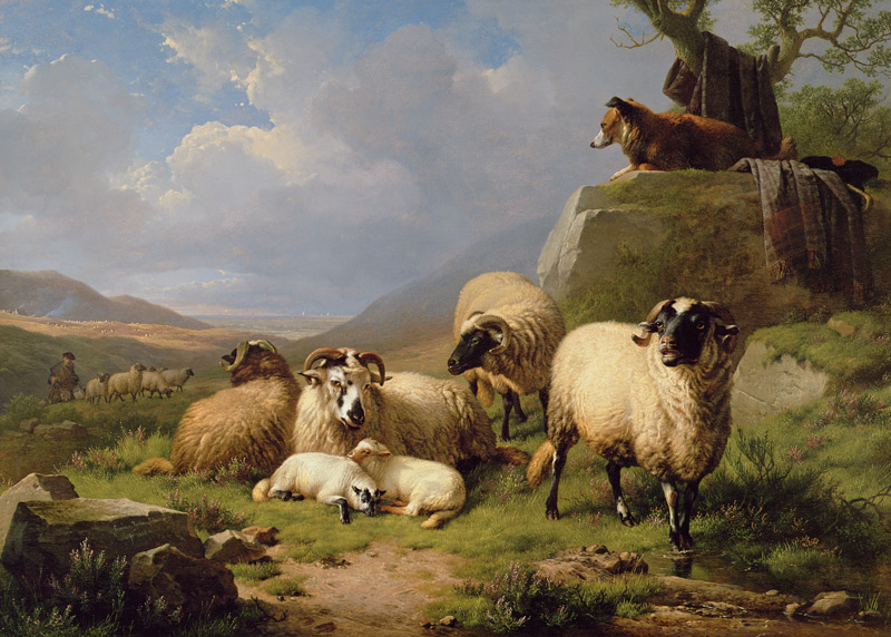 Sheep in a Landscape van Eugène Joseph Verboeckhoven