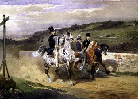 Horace Vernet and his Children Riding in the Country van Eugène Louis Lami