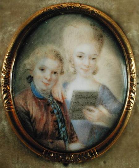 Wolfgang Amadeus Mozart (1756-91) and his sister Maria-Anna called 'Nannerl' (1751-1829) van Eusebius Johann Alphen