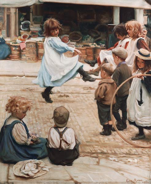 Auf der Straße spielende Kinder van Eva Roos