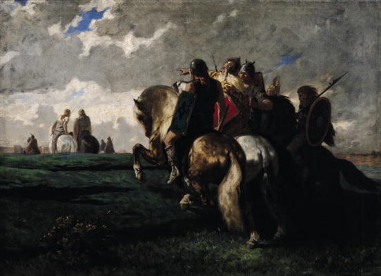 The Barbarians Before Rome (oil on canvas) van Evariste Vital Luminais