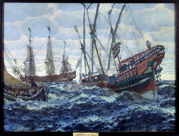 Schiffe aus der Zeiten Peters I. van Evgeni Evgenievitch Lanceray
