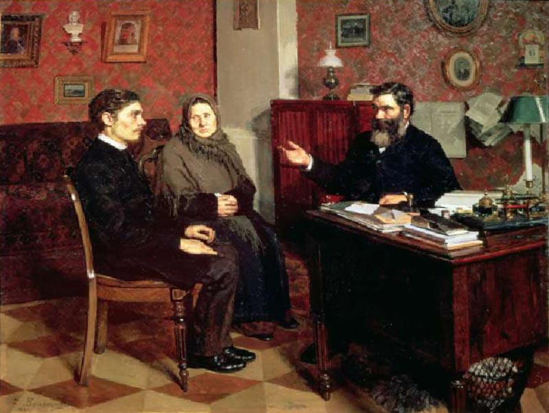 At the Rich Relative, 1891 (oil on canvas) van Evgeniy Iosipovich Bukovetsky