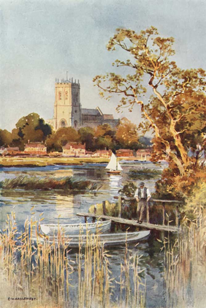 Christchurch Priory from Wick Ferry van E.W. Haslehust