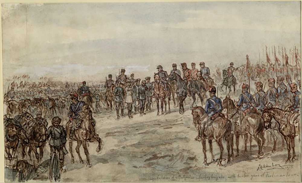 Capitulation of a Bulgarian infantry brigade with twelve guns at Ferdinandovo van Ewald Schönberg