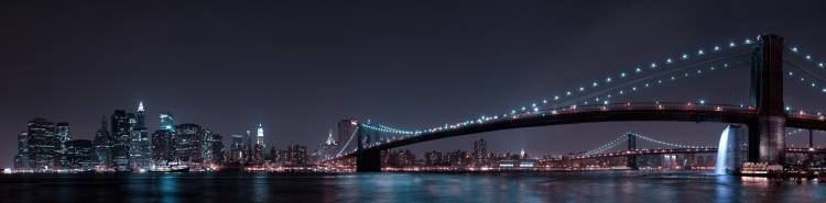 Manhattan Skyline and Brooklyn Bridge van Fabien Bravin