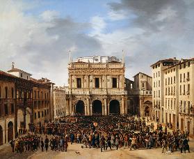 The People of Brescia gathered in the Piazza della Loggia 23rd March 1849