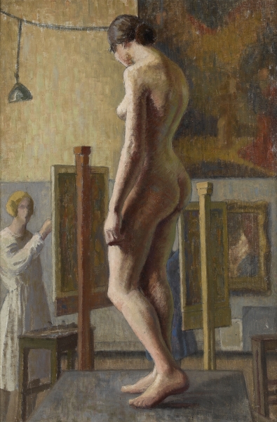 The Art Class, 1920s (oil on canvas)  van Felice Lieven Bauwens