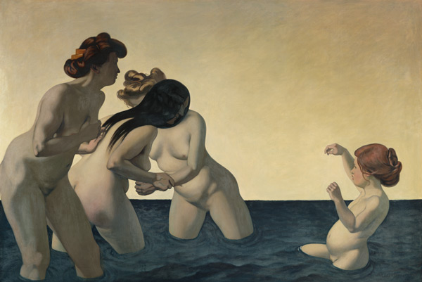 Drei Frauen und ein Kind, im Wasser spielend. van Felix Vallotton