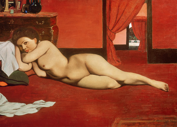 Female Nude in a Red Interior van Felix Vallotton
