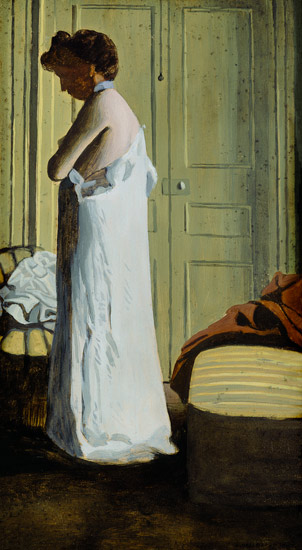 Nude in an Interior, Woman Removing her Shirt van Felix Vallotton