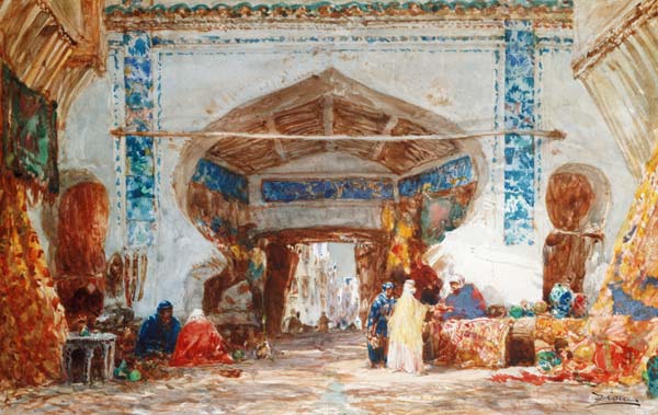 Bazaar in Constantinople van Felix Ziem