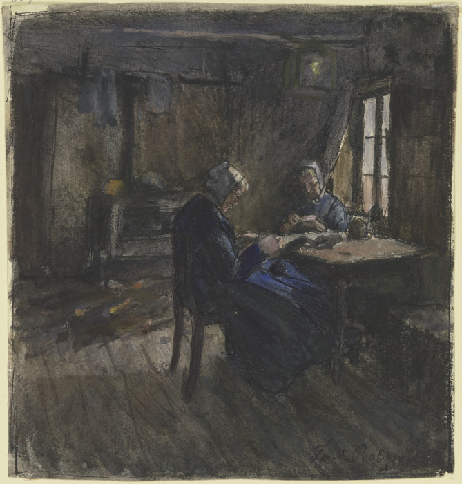 Zwei lesende Frauen in einem Zimmer van Ferdinand Balzer
