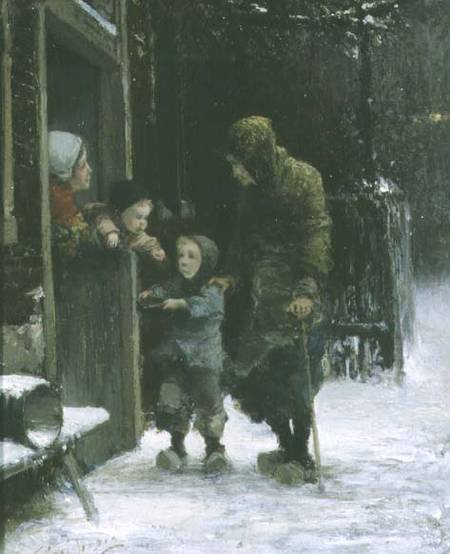 Old Woman and Young Boy Begging van Ferdinand Carl Sierich